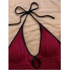 image:imageMakeMeChic Womens Halter Short Rompers Summer One Piece Jumpsuits Backless ShapewearSolid Burgundy