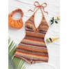 image:imageMakeMeChic Womens Halter Short Rompers Summer One Piece Jumpsuits Backless ShapewearStriped Multicolor