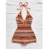 image:imageMakeMeChic Womens Halter Short Rompers Summer One Piece Jumpsuits Backless ShapewearStriped Multicolor
