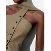 image:imageMakeMeChic Womens Halter Tops Work Button Down Vest Dressy Suit Sleeveless Tops with ScarfCoffee Brown
