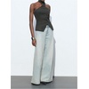image:imageMakeMeChic Womens Halter Tops Work Button Down Vest Dressy Suit Sleeveless Tops with ScarfDark Grey