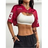 image:imageMakeMeChic Womens Jersey Shirts Y2k Graphic Tees Oversized Crop Tops Shrugs StreetwearBurgundy
