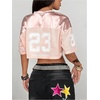 image:imageMakeMeChic Womens Jersey Shirts Y2k Graphic Tees Oversized Crop Tops Shrugs StreetwearPink a