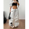 image:imageMakeMeChic Womens Jersey Shirts Y2k Graphic Tees Oversized Crop Tops Shrugs StreetwearWhite
