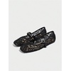 image:imageMakeMeChic Womens Lace Mesh Ballet Flats Comfortable Summer Dressy Flats Square Closed Toe ShoesBlack