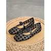 image:imageMakeMeChic Womens Lace Mesh Ballet Flats Comfortable Summer Dressy Flats Square Closed Toe ShoesBlack Dots