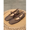 image:imageMakeMeChic Womens Lace Mesh Ballet Flats Comfortable Summer Dressy Flats Square Closed Toe ShoesBrown B