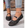 image:imageMakeMeChic Womens Lace Mesh Ballet Flats Comfortable Summer Dressy Flats Square Closed Toe ShoesFloral Black