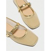 image:imageMakeMeChic Womens Lace Mesh Ballet Flats Comfortable Summer Dressy Flats Square Closed Toe ShoesGold