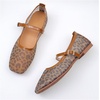 image:imageMakeMeChic Womens Lace Mesh Ballet Flats Comfortable Summer Dressy Flats Square Closed Toe ShoesLeopard Brown