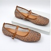 image:imageMakeMeChic Womens Lace Mesh Ballet Flats Comfortable Summer Dressy Flats Square Closed Toe ShoesLeopard Brown