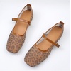 image:imageMakeMeChic Womens Lace Mesh Ballet Flats Comfortable Summer Dressy Flats Square Closed Toe ShoesLeopard Brown