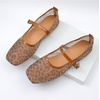 image:imageMakeMeChic Womens Lace Mesh Ballet Flats Comfortable Summer Dressy Flats Square Closed Toe ShoesLeopard Brown