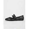 image:imageMakeMeChic Womens Lace Mesh Ballet Flats Comfortable Summer Dressy Flats Square Closed Toe ShoesPearl Black