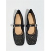 image:imageMakeMeChic Womens Lace Mesh Ballet Flats Comfortable Summer Dressy Flats Square Closed Toe ShoesSparkly Black