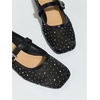 image:imageMakeMeChic Womens Lace Mesh Ballet Flats Comfortable Summer Dressy Flats Square Closed Toe ShoesSparkly Black