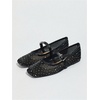 image:imageMakeMeChic Womens Lace Mesh Ballet Flats Comfortable Summer Dressy Flats Square Closed Toe ShoesSparkly Black