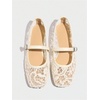 image:imageMakeMeChic Womens Lace Mesh Ballet Flats Comfortable Summer Dressy Flats Square Closed Toe ShoesWhite