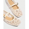image:imageMakeMeChic Womens Lace Mesh Ballet Flats Comfortable Summer Dressy Flats Square Closed Toe ShoesWhite