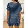 image:imageMakeMeChic Womens Maternity 2 Piece Summer Outfits Striped Crew Neck Short Sleeve Tee and Shorts Pregnancy SetsRoyal Blue