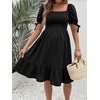 image:imageMakeMeChic Womens Maternity Dress Summer Beach Sundress Floral Puff Sleeve Baby Shower DressBlack