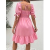 image:imageMakeMeChic Womens Maternity Dress Summer Beach Sundress Floral Puff Sleeve Baby Shower DressDusty Pink