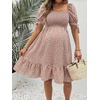 image:imageMakeMeChic Womens Maternity Dress Summer Beach Sundress Floral Puff Sleeve Baby Shower DressPink B