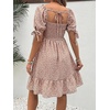 image:imageMakeMeChic Womens Maternity Dress Summer Beach Sundress Floral Puff Sleeve Baby Shower DressPink B