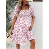 image:imageMakeMeChic Womens Maternity Dress Summer Beach Sundress Floral Puff Sleeve Baby Shower DressPink a
