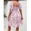 image:imageMakeMeChic Womens Maternity Dress Summer Beach Sundress Floral Puff Sleeve Baby Shower DressPink a