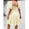 image:imageMakeMeChic Womens Maternity Dress Summer Beach Sundress Floral Puff Sleeve Baby Shower DressYellow