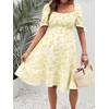 image:imageMakeMeChic Womens Maternity Dress Summer Beach Sundress Floral Puff Sleeve Baby Shower DressYellow