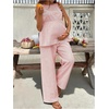 image:imageMakeMeChic Womens Maternity Two Piece Outfits Striped Crew Neck Sleeveless Tank Top and Pants Pregnancy SetsRed and White