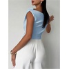 image:imageMakeMeChic Womens Off The Shoulder Tops Summer Blouses Asymmetrical Dressy TopsBlue