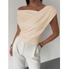 image:imageMakeMeChic Womens Off The Shoulder Tops Summer Blouses Asymmetrical Dressy TopsKhaki