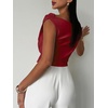 image:imageMakeMeChic Womens Off The Shoulder Tops Summer Blouses Asymmetrical Dressy TopsRed