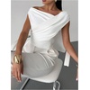 image:imageMakeMeChic Womens Off The Shoulder Tops Summer Blouses Asymmetrical Dressy TopsWhite
