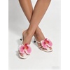 image:imageMakeMeChic Womens Open Toe Floral Kitten Heels Flower Summer Beach SandalsHot Pink White