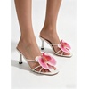 image:imageMakeMeChic Womens Open Toe Floral Kitten Heels Flower Summer Beach SandalsHot Pink White