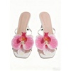 image:imageMakeMeChic Womens Open Toe Floral Kitten Heels Flower Summer Beach SandalsHot Pink White