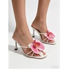 image:imageMakeMeChic Womens Open Toe Floral Kitten Heels Flower Summer Beach SandalsHot Pink White