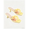 image:imageMakeMeChic Womens Open Toe Floral Kitten Heels Flower Summer Beach SandalsTropical Flower Yellow