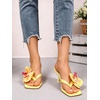 image:imageMakeMeChic Womens Open Toe Floral Kitten Heels Flower Summer Beach SandalsTropical Flower Yellow