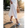 image:imageMakeMeChic Womens Open Toe Floral Kitten Heels Flower Summer Beach SandalsWhite Blue Flowers