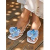 image:imageMakeMeChic Womens Open Toe Floral Kitten Heels Flower Summer Beach SandalsWhite Blue Flowers