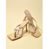 image:imageMakeMeChic Womens Pink Heels Kitten Heels Summer Leather Thong Strap Dressy Flip Flop SandalsGold