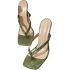 image:imageMakeMeChic Womens Pink Heels Kitten Heels Summer Leather Thong Strap Dressy Flip Flop SandalsGreen