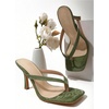 image:imageMakeMeChic Womens Pink Heels Kitten Heels Summer Leather Thong Strap Dressy Flip Flop SandalsGreen