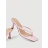 image:imageMakeMeChic Womens Pink Heels Kitten Heels Summer Leather Thong Strap Dressy Flip Flop SandalsPink