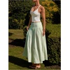 image:imageMakeMeChic Womens Plaid Gingham Maxi Skirt Low Waist Flowy Long SkirtsGreen